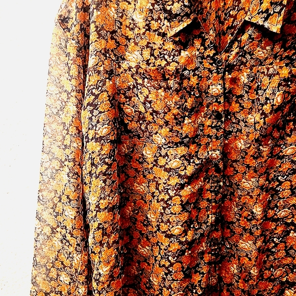 Free People, Floral Autumn Collared Blouse, Size M, Slightly Sheer - Picture 5 of 8